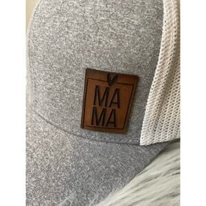 MAMA Women’s Trucker Hat flex fit no pony holder light gray beach lake hat